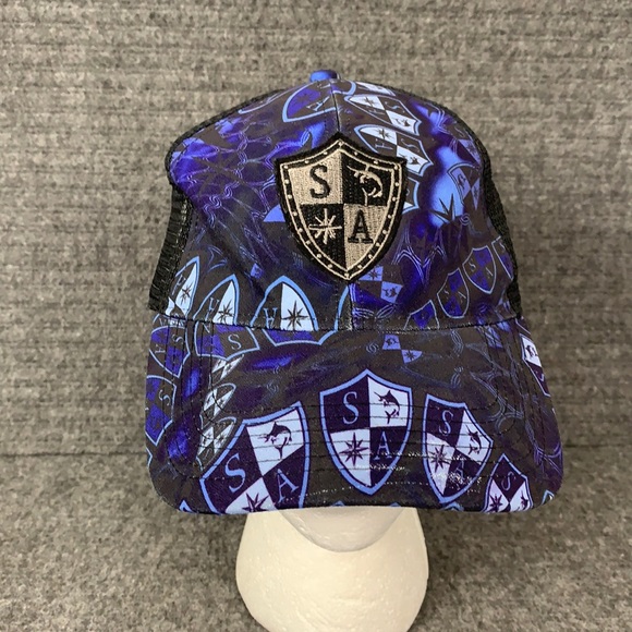 SA Co Kids Trucker Hat Adjustable Blue Black Embroidered Snapback Mesh Back Cap - Picture 1 of 13